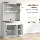 71 Kitchen Pantry Cabinet Microwave Stand 2 Drawers 4 Cabinets White