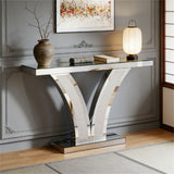 Mirror console table, modern entrance table, foyer table, storage desk, unique V-shaped design