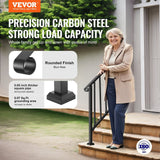 VEVOR Handrails for Outdoor Steps, 2-3 Step Stair Hand Rail Kit, Transitional Carbon Steel Railings with Installation Kit, Stair Rails for Seniors, Concrete Steps & Porch & Deck, Black Retro Arch