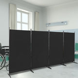 6FT 4-Fold 160g Polyester Fabric Plastic Foot Carbon Steel Frame Foldable Screen Black