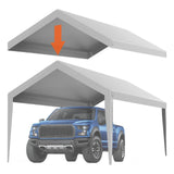 VEVOR Carport Replacement Canopy Cover 10 x 20 ft, Garage Top Tent Shelter Tarp Heavy-Duty Waterproof & UV Protected, Easy Installation with Ball Bungees,Grey (Only Top Cover, Frame Not Include)