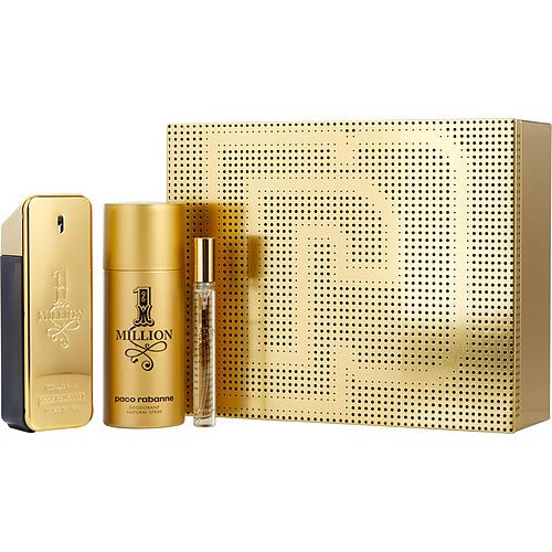 PACO RABANNE 1 MILLION by Paco Rabanne EDT SPRAY 3.4 OZ & DEODORANT SPRAY 5.1 OZ & EAU DE TOILETE SPRAY 0.33 OZ MINI