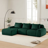 114" Modern L-Shaped Modular Sectional Sofa for Living Room,Flannelette Fabric,Oversized 3-Seater Couch,Deep Seat,Boneless sofa,Movable Ottoman,Buckle connection,Anti-slip Design,No Assembly,Green
