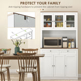 71 Kitchen Pantry Cabinet Microwave Stand 2 Drawers 4 Cabinets White