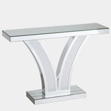 Mirror console table, modern entrance table, foyer table, storage desk, unique V-shaped design
