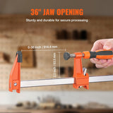 VEVOR Bar Clamps for Woodworking, 2-Pack 36" Clamp, Quick-Change F Clamp with 600 lbs Load Limit, 2.5" Throat Depth, Cast Iron and Carbon Steel, Wood Clamps for Woodworking Metal Working