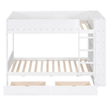 Twin over Twin Bunk Bed With 2 Drawers and Multi-layer Cabinet, White