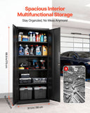 VEVOR Metal Storage Cabinet, 68.9 in Lockable Steel Garage Cabinet with 4 Adjustable Shelves, 2 Magnetic Doors, 2 Keys, 5 Tiers Tool Storage for Pantry, Warehouse, Basement, Laundry, Office, Black