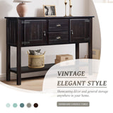 48'' Solid Wood Sideboard Console Table with 2 Drawers and Cabinets and Bottom Shelf, Retro Style Storage Dining Buffet Server Cabinet for Living Room Kitchen Dining Room (Espresso