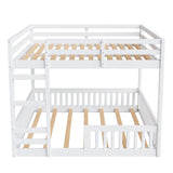 Full over Full Wood Bunk Bed with Ladder and Guardrails, White (Expected Arrival Time: 7.3)