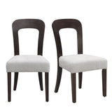 Dining Chairs Set of 2, Upholstered Kitchen Side Chairs with Gray Fabric Seating Dark Brown Solid Rubber Wood Legs, 330 LBS Weight Capacity