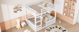 Full over Full Wood Bunk Bed with Ladder and Guardrails, White (Expected Arrival Time: 7.3)
