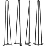 VEVOR Hairpin Table Legs 22\" Black Set of 4 Desk Legs 880lbs Load Capacity (Each 220lbs) Hairpin Desk Legs 3 Rods for Bench Desk Dining End Table Chairs Carbon Steel DIY Heavy Duty Furniture Legs