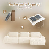 114" Modern L-Shaped Modular Sectional Sofa for Living Room,Flannelette Fabric,Oversized 3-Seater Couch,Deep Seat,Boneless sofa ,Movable Ottoman,Buckle connection,Anti-slip Design,No Assembly,Cream