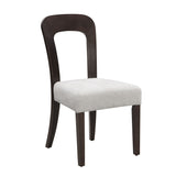 Dining Chairs Set of 2, Upholstered Kitchen Side Chairs with Gray Fabric Seating Dark Brown Solid Rubber Wood Legs, 330 LBS Weight Capacity