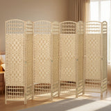 8 Panel Folding Room Divider Portable Privacy Screen Wave Fiber Room Partition for Home Office Natural