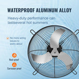 VEVOR 24'' Shutter Exhaust Fan, High-speed 3320 CFM, Aluminum Wall Mount Attic Fan with AC-motor, Ventilation and Cooling for Greenhouses, Garages, Sheds, Shops, FCC