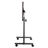 Multifunctional Adjustable Bedside Table MDF/Iron/4 Wheels With Brake, Dark Wood Grain Color