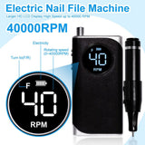 40000RPM Nail Drill Machine Electric Portable Nail File Rechargeable Nail Sander for Gel Nails Polishing For Home Manicure Salon