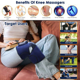 Cordless Knee Massager Heated Knee Brace Wrap Electric Knee Heating Pad with 5-Level Heating 3-Level Vibration 3-Mode & 3-Level Air Compression