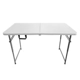 Techni Home 4 FT Granite White Adjustable Height Folding Table with Easy-Carry Handle