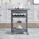 Mobile Rolling Kitchen Island Trolley Serving Cart with Underneath Drawer & Slide-Out Wire Storage Basket