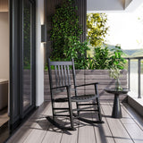 Wooden Outdoor Rocking Chair with Armrests, High Back for Garden, Patio, Balcony, Porch, Black