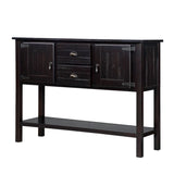 48'' Solid Wood Sideboard Console Table with 2 Drawers and Cabinets and Bottom Shelf, Retro Style Storage Dining Buffet Server Cabinet for Living Room Kitchen Dining Room (Espresso