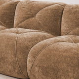 L-Shaped Boneless Sofa,Soft Velvet Fabric,Tufted Design,32D High Density Sponge,No Assembly Required,Ergonomic Design Bottom, Anti-Slip Design,Movable Ottoman for Bedrooms,Camel