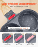 VEVOR Egg Pan, 4-Cup Nonstick Egg Frying Pan, Aluminum Breakfast Omelette Skillet for Pancakes, Hamburgers, Sandwiches, with Lid, Oil Brush, Scraper, Compatible with Gas Stove & Induction Cookware