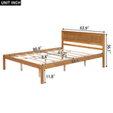 Platform Bed Frame with Headboard , Wood Slat Support , No Box Spring Needed ,Queen