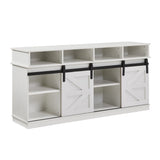 TV Stand Sliding Barn Door Modern&Farmhouse Wood Entertainment Center, Storage Cabinet Table Living Room with Adjustable Shelves for TVs Up to 65",White