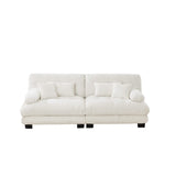 Cloud Couch 2 Seater Sofa for Living Room, Chenille 2 - Seat sofa with 2 Lumbar pillows and 2 throw pillows,Chenille White