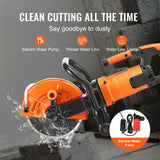 VEVOR Electric Concrete Saw, 9 in, 1800 W Motor Circular Saw Cutter with 3.5 in Cutting Depth, Wet/Dry Disk Saw Cutter Includes Water Line, Pump and Blade, for Stone, Brick