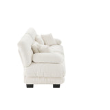 Cloud Couch 2 Seater Sofa for Living Room, Chenille 2 - Seat sofa with 2 Lumbar pillows and 2 throw pillows,Chenille White