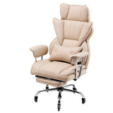 VEVOR Executive Office Chair with Footrest, 400lb Capacity Office Chair with Lumbar Pillow & Removable Armrests, Heavy Duty Ergonomic Chair, PU Leather Reclining Home Office Desk Chairs, Brown
