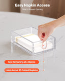 VEVOR Acrylic Napkin Holder, 9.1 x 5.5 x 2.6 inch, Clear Bathroom Guest Towel Storage Tray with U-Shaped Opening, Disposable Paper Towel Holder for Bathroom Kitchen Parties Weddings & Various Events