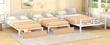 Full Over Twin & Twin Bunk Bed, Metal Triple Bunk Bed with Drawers and Guardrails