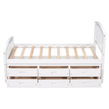 Twin Size Platform Storage Bed Solid Wood Bed with 6 Drawers