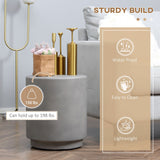 Chic Lightweight Round Side Table - Elegant Concrete Finished Accent Table in Light Gray