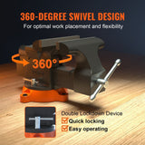 VEVOR Bench Vise, 6-inch Jaw Width 5.9-inch Jaw Opening, 360-Degree Swivel Locking Base Multipurpose Vise with Anvil, Heavy Duty Ductile Iron Workbench Vise with Bolts & Nuts, for Drilling, Pipe Cutti