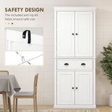 72 Kitchen Pantry Cabinet Storage, Freestanding Cupboard with Drawer 4 Doors Adjustable Shelves, White