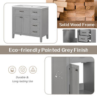 36\" Bathroom Vanity with Sink Combo, Black Bathroom Cabinet with Drawers, Solid Frame and MDF Board