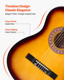 VEVOR Classical Guitar, 38 Inch, Wood Classical Guitar Starter Kit for Beginners, with Nylon Strings, Gig Bag, Strap, Tuner, Extra String, Pick, Capo, Basswood, for Teenagers Adults Students, Sunburst