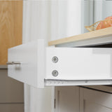 Space-Saving Kitchen Island Trolley with Storage Drawer, Towel Rack & Smooth Rolling Design in Classic White