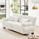 Cloud Couch 2 Seater Sofa for Living Room, Chenille 2 - Seat sofa with 2 Lumbar pillows and 2 throw pillows,Chenille White