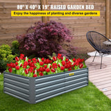 VEVOR Galvanized Raised Garden Bed, 80\" x 40\" x 19\" Metal Planter Box, Gray Steel Plant Raised Garden Bed Kit, Planter Boxes Outdoor for Growing Vegetables,Flowers,Fruits,Herbs,and Succulents