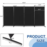 6FT 4-Fold 160g Polyester Fabric Plastic Foot Carbon Steel Frame Foldable Screen Black