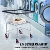 VEVOR Wire Laundry Cart, 2.8Bushel Wire Laundry Basket with Wheels, 26.7''x21.7''x26.4'' Commercial Wire Laundry Basket Cart, Steel Frame with Chrome Finish, 4" Casters, Wire Basket Cart for Laundry