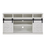 TV Stand Sliding Barn Door Modern&Farmhouse Wood Entertainment Center, Storage Cabinet Table Living Room with Adjustable Shelves for TVs Up to 65",White